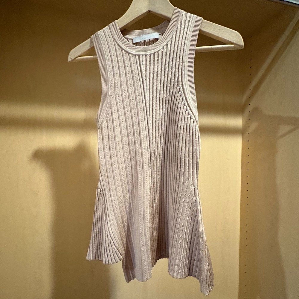 Jason Wu Beige Sleeveless Ribbed Top XS